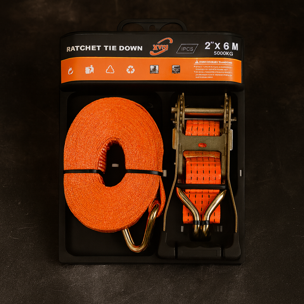 Стяжний ремінь з натяжним механізмом 6 м, вантажопідйомність 5 тонн, поліестер, фото 1