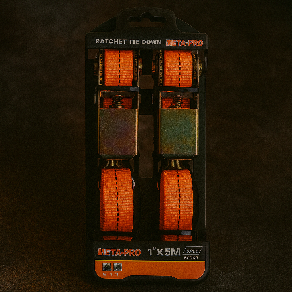 Комплект універсальних стяжних ременів з натягувачем 2 шт 500×2,5 см, міцність до 800 кг, фото 1