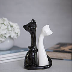 Статуетка Пара котів кераміка чорний з білим 26 см Гранд Презент 2001