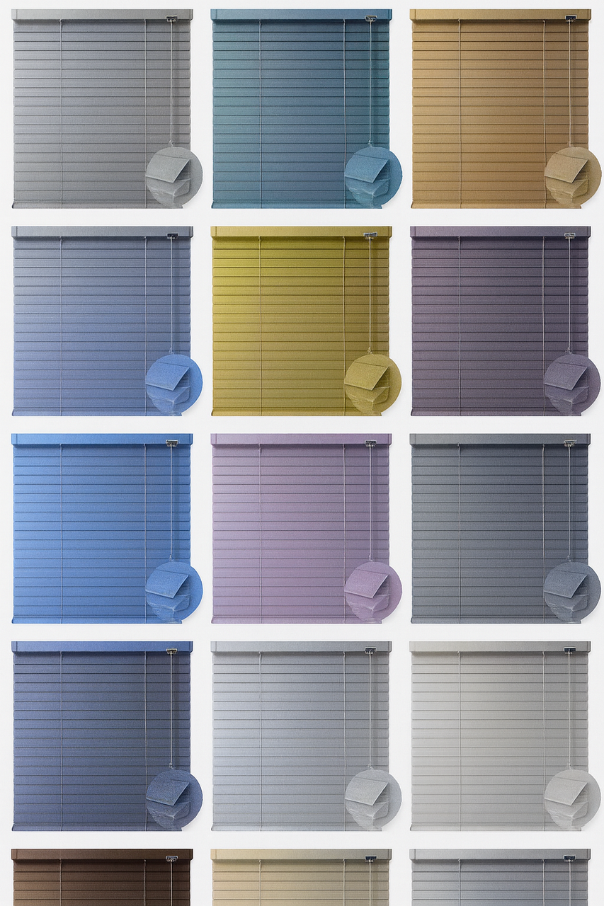 Жалюзі для вікон горизонтальні алюмінієві з шириною ламелі 25 мм, металік., фото 1
