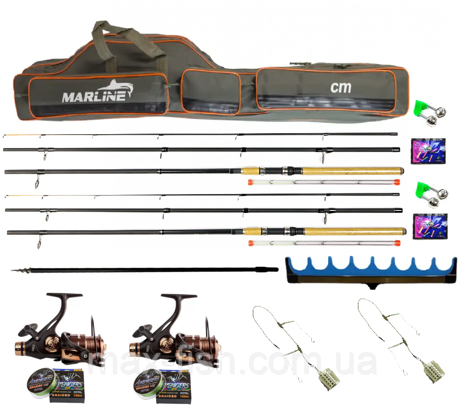 Комплект фідерний вудилище BoyaBy Falcons Power Feeder 3,90 м 180 г котушка Котушка ST 5000 Шнур 150 м, фото 1