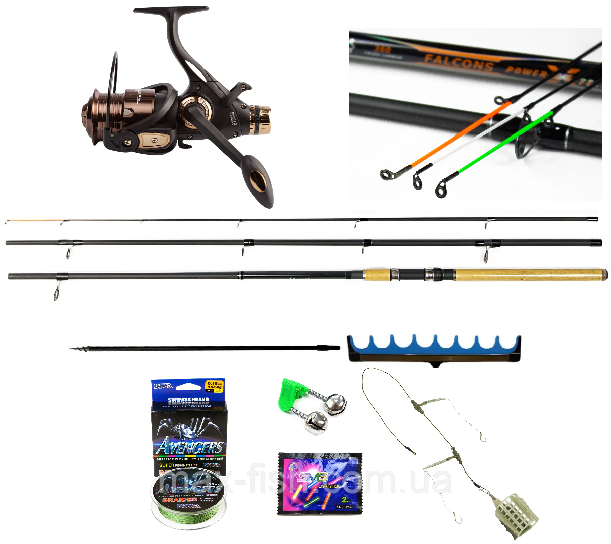 Комплект фідерний вудилище BoyaBy Falcons Power Feeder 3,90 м 180 г котушка Котушка ST 5000 Шнур 150 м, фото 1