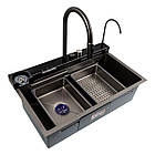 Кухонна мийка 75*46D PVD сіра Platinum Handmade "ВОРОСПАД", фото 3