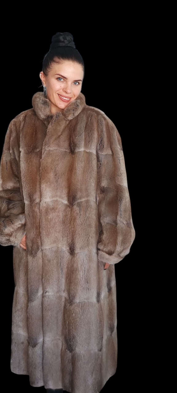 Красивая ондатровая шуба натуральный мех шуба из натуральной ондатры размер батал 54 XXL, фото 1