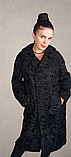 Каракульча черная Swakara пальто из натуральной каракульчи мягкое размер 50 52, фото 8
