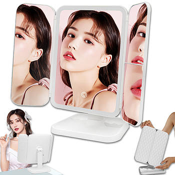 Косметичне потрійне LED дзеркало акумуляторне XW 810 з 3 режимами підсвічування