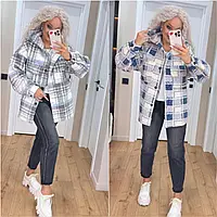 Жіночі демісезонні куртки 1246-ан Трендова жіноча сорочка-куртка тедді з капюшоном