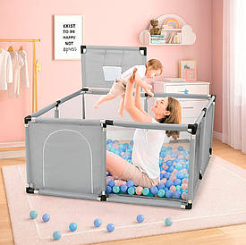 Дитячий Манеж RCK-459 Сухий Басейн 126х126х62 см від 6 місяців до 3 років Сірий