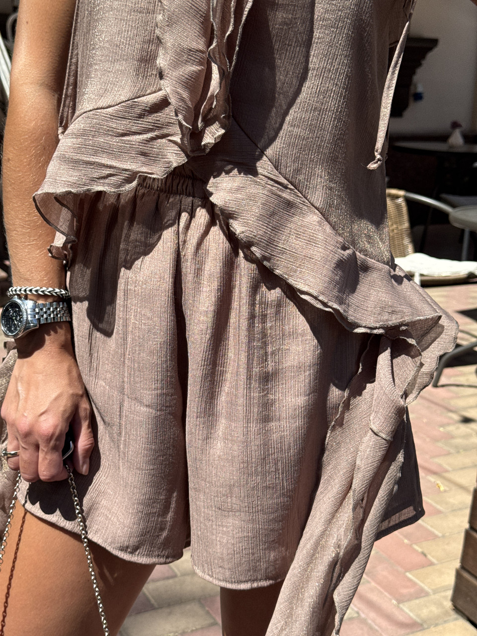 Комплект із натурального шифону, майка та шорти, фото 1