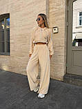 Жіночий спортивний костюм з вкороченою кофтою і широкими штанами, фото 5