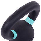 Гиря тренувальна цільна чавунна пофарбована Zelart TA-3638-4 вага 4кг чорний-блакитний, фото 5