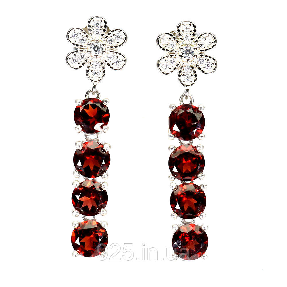Сережки. Натуральний гранат. Срібло 925., фото 1