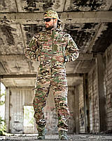 Тактичний костюм софтшел мультикам осінь військова форма Multicam softshell на флисі з капюшоном з безліччю кишень