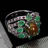 Каблучка. Натуральний опал, смарагд і гранат родоліт. Срібло 925., фото 3