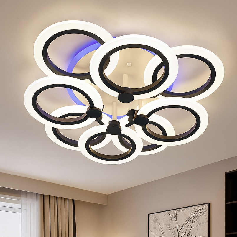 Світлодіодна люстра до 20 м² з пультом управління A8022/4+4 Bk, фото 1