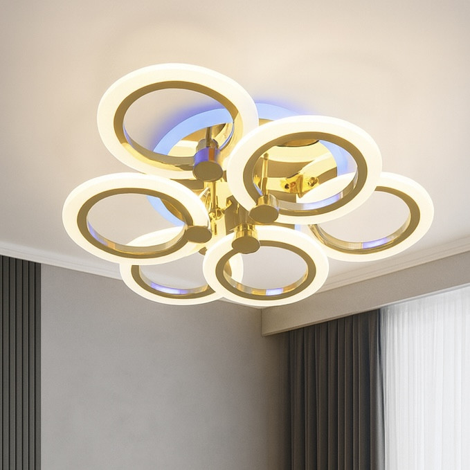 Світлодіодна LED люстра до 18 м² золотий корпус 85W A8022/3+3G, фото 1