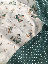 Сатин (бавовняна тканина) зелені гуси-льотчики(ширина 160см, 120г/м2)