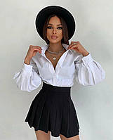 Женская юбка теннисная, на высокой посадке. Мини женская юбка черная, белая, шоколад. Короткая юбка в складку