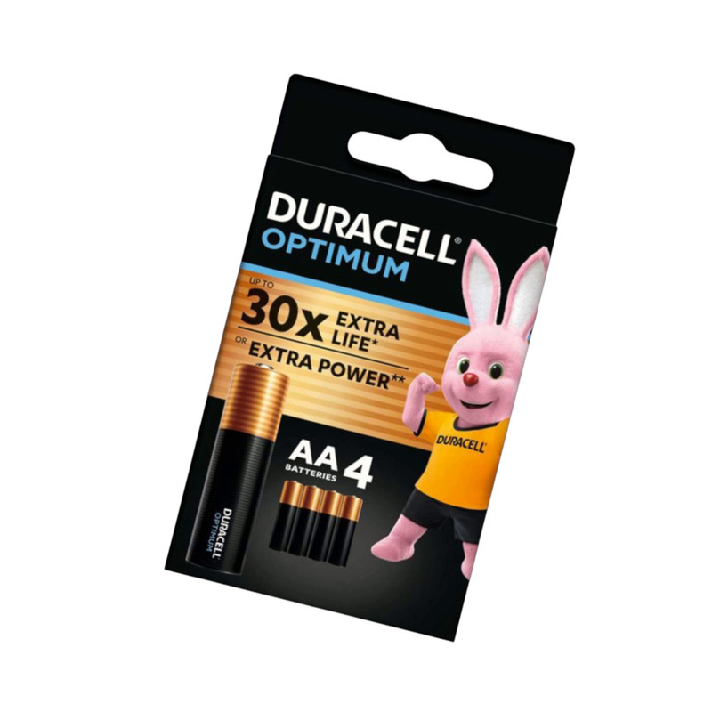 Батарейка AA лужна 1.5V пальчик Duracell Optimum Alkaline 4шт картон Бельгія, фото 1
