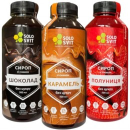 Натуральні сиропи 0 калорій без цукру "SoloSvit" 500 мл (Полуниця), фото 1