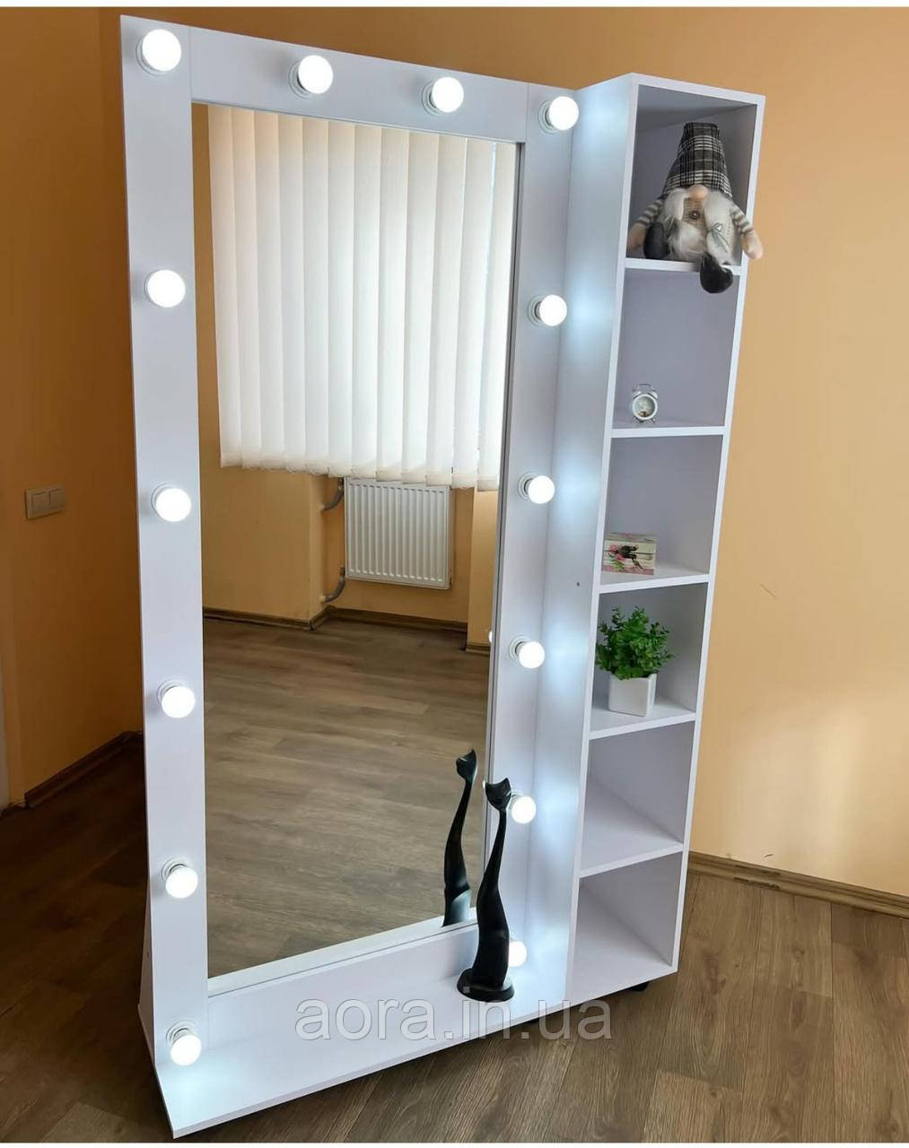 Напольне дзеркало з підсвіткою і поличками, фото 1