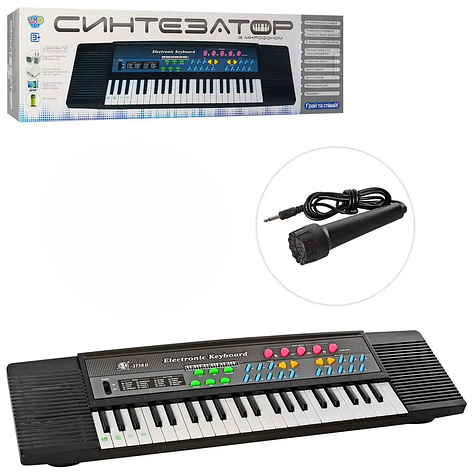 Дитячий синтезатор піаніно з мікрофоном MS-3738 (44 клавіші, караоке, демо режим), фото 1