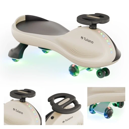 Гравітаційна іграшка-каталка Tulano бежева з Led для дітей 3+ з кермом що обертається на 360°