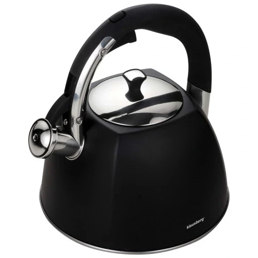 Чайник сталевий 3л чорний зі свистком для індукції та газу