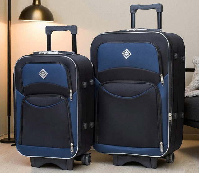 Чемодан на колесиках набор 2 шт средняя большая Bonro Style черный ткань