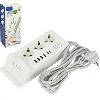 Мережевий фільтр-подовжувач 3000W 993-2P,3 розетки + 4USB+2Type-C,бездротова зарядка,3м 481 купити дешево оптом в