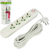 Подовжувач електричний з вимикачем на 4шт/5м A04-5M 492 купити дешево оптом в інтернет-магазині