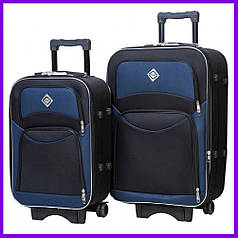 Валіза дорожня на коліщатках набір 2 шт середній і великий Bonro Style чорно-т.синій тканина Cordura