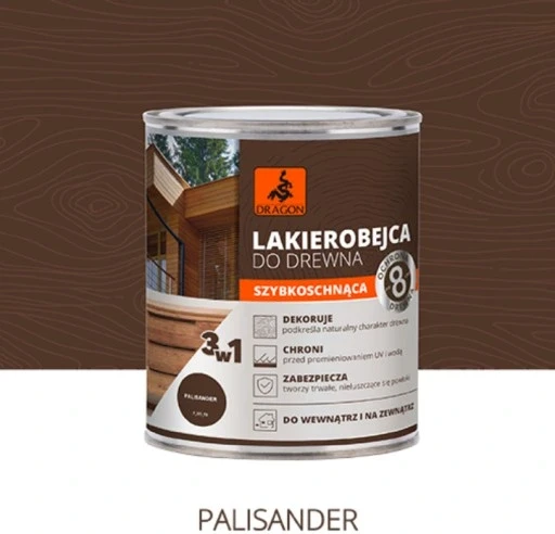 Лак-бейц для дерева швидкосохнучий 3в1 Dragon 5 л палісандр