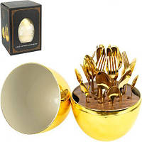 Набір столових приборів 24 шт в підставці Gold egg 913G купити дешево оптом в інтернет-магазині