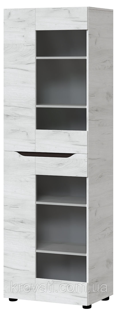 Вітрина "Аякс" висока 650х376х2000 h Майстер Форм . Дуб крафт білий/Венге магія (правостороння)