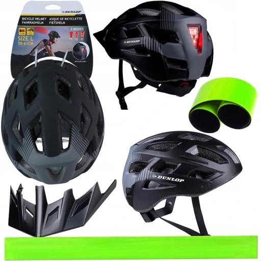 Dunlop велосипедний шолом розміру L з регульованим заднім Led-підсвічуванням+ відблиск