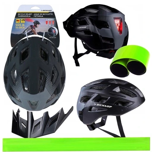 Шолом для велосипеда Dunlop розмір M регульований заднє Led підсвічування + світловідбивач
