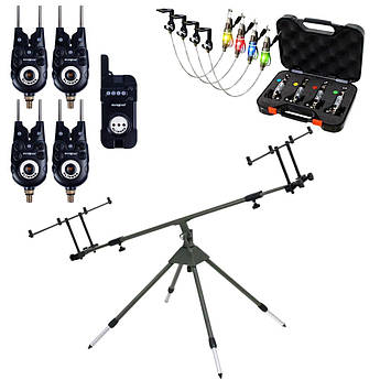 Комплект Род-под на 4 + Сигналізатори 4+1 з пейджером + 4 свінгера Carp Expert