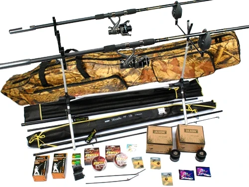 Комплект для риболовлі на коропа від Jaxon: 2 вудки 2 котушки станція Z22