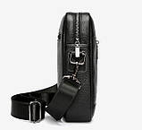 Сумка чоловіча шкіряна через плече Барсетка месенджер Чорна, фото 6