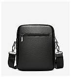 Сумка чоловіча шкіряна через плече Барсетка месенджер Чорна, фото 7