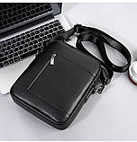 Сумка чоловіча шкіряна через плече Барсетка месенджер Чорна, фото 2
