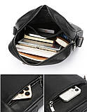 Сумка чоловіча шкіряна через плече Барсетка месенджер Чорна, фото 9