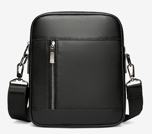 Сумка чоловіча шкіряна через плече Барсетка месенджер Чорна, фото 1