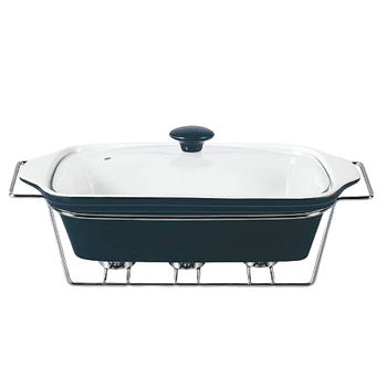 Марміт прямокутний 2,8л 38,75см кераміка скляна кришка + метал.підставка чорний MR-11561-73 Maestro