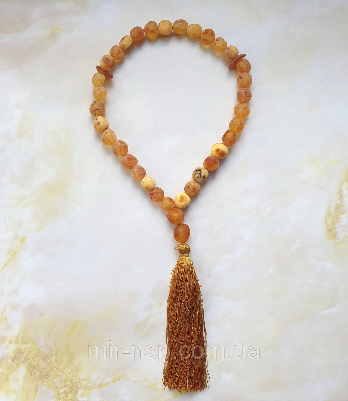 Чотки 33 намистини 100% натуральний бурштин (не прес, не плавка) 10 мм вага 18г, фото 1