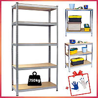 Стелаж металевий 180х90х40 см Siker G9040 розбірний універсальний з полицями до 850 кг