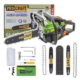 Бензопила (1.4 кВт, шина+ланцюг 35 см, шина+ланцюг 40 см) Procraft GS-58X