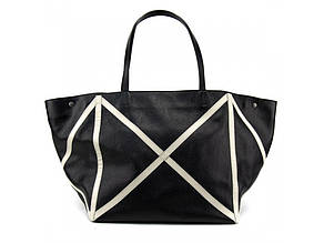 Сумка-шоппер жіноча універсальна та містка з акцентними швами з натуральної шкіри