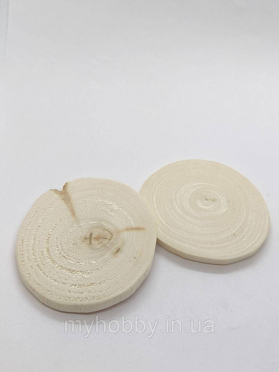 Зрізи круглі дерев'яні 55-60мм -2шт, фото 1